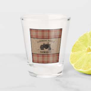 Verre A Shot Family Farmhouse Rustique Tracteur Red Plaid Burla
