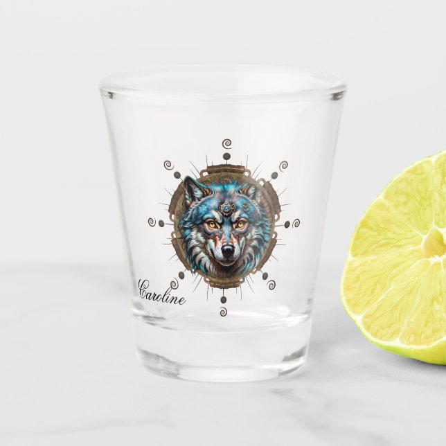 Verre A Shot Fantasytic steampunk wolf. (Devant)