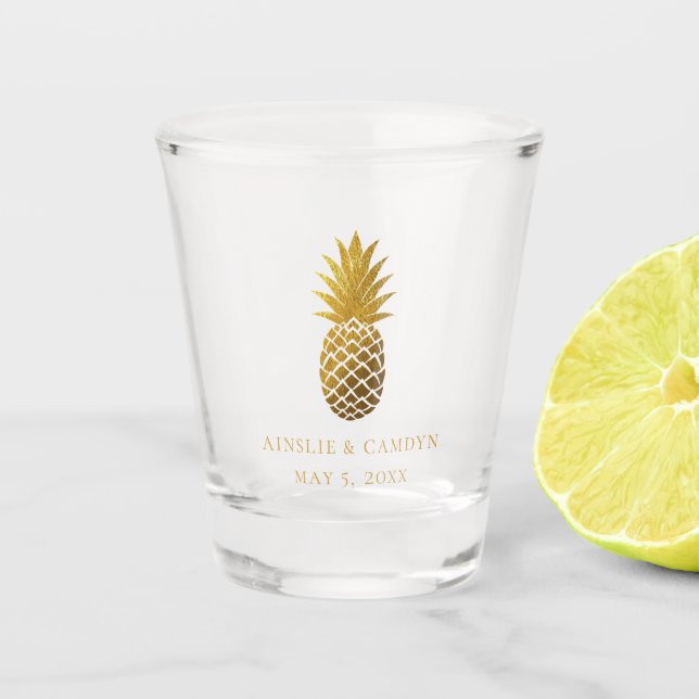 Verre A Shot Faux Gold Pineapple Wedding Favor (Devant)
