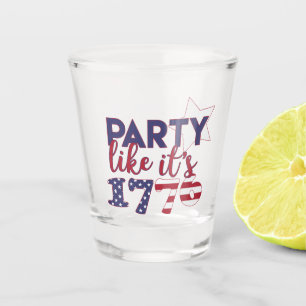 Verre A Shot Fête comme en 1776 - American Flag Typography