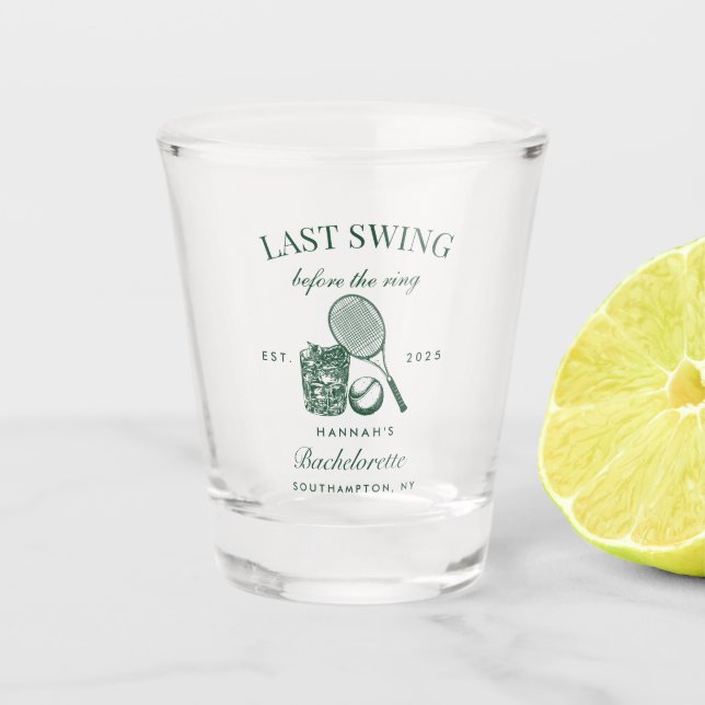 Verre A Shot Fête de Bachelorette de Tennis Moderne Rétro (Devant)