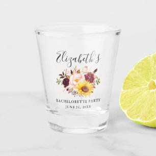 Verre A Shot Fête de Bachelorette Fleurie Aquarelle
