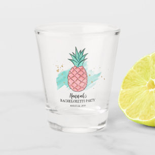 Verre A Shot Fête de Bachelorette Paillettes Or Ananas Rose