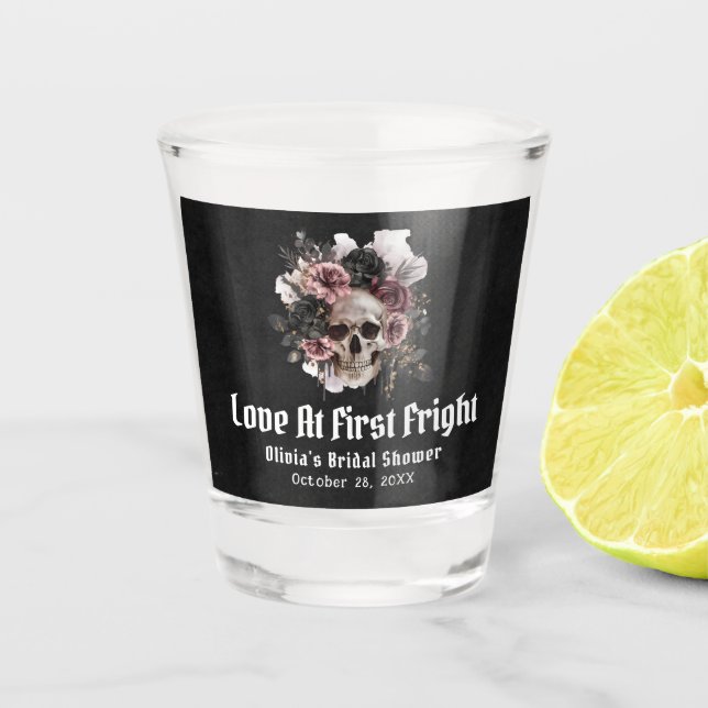 Verre A Shot Fête de Fiançailles : Amour de Crâne d'Halloween a (Devant)
