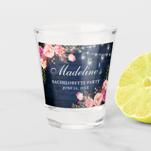 Verre A Shot Fête de Fiançailles Bois Bleu Rose Luminaires Flor