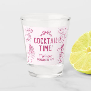 Verre A Shot Fête de Fiançailles Rétro aux Cocktails Roses Cade