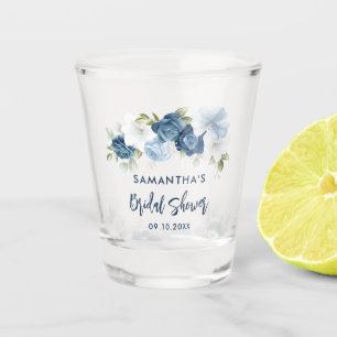 Verre A Shot Fête de mariage Floral Bleu Poussiéreux Aquarelle
