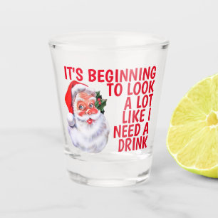 Verre A Shot Fête de Noël   Funny Père Noël Boire un Humour