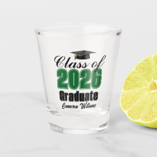 Verre A Shot Fête de remise des diplômes personnalisée verte po