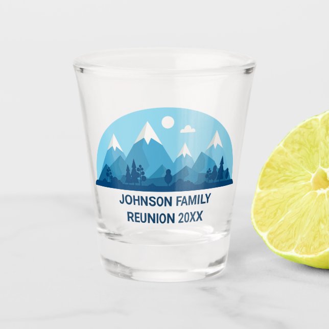 Verre A Shot Fête de réunion familiale d'hiver personnalisée Bl (Devant)