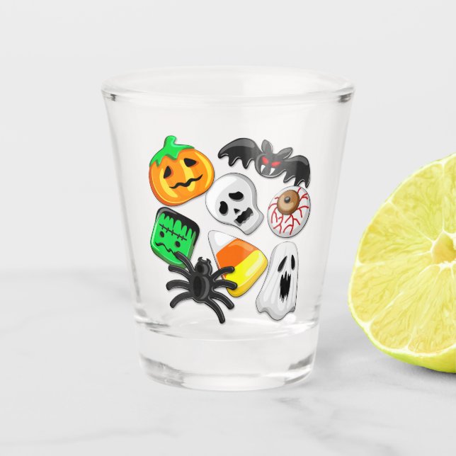 Verre A Shot Fête des Candies Éffrayantes d'Halloween (Devant)