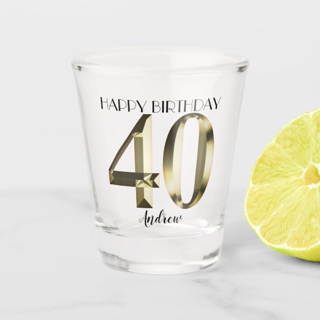 Verre A Shot Feuille d'or métallique 40e anniversaire (Devant)