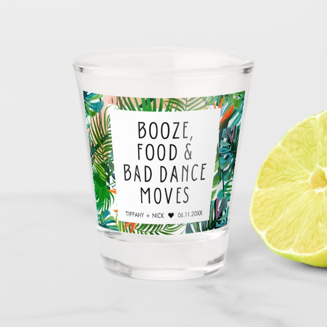 Verre A Shot Feuille tropicale Funny Beach Mariage Faveur  (Devant)
