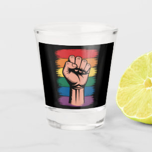 Verre A Shot Fierté du poing levé Arc-en-ciel LGBTQ Soutien Dro