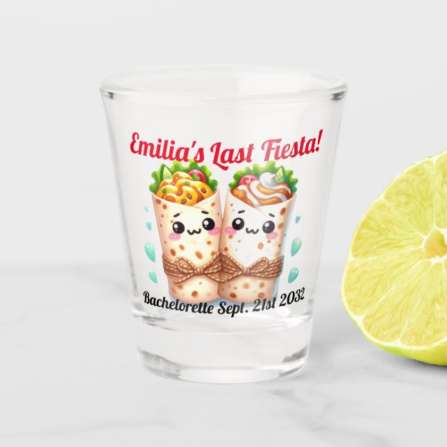 Verre A Shot Fiesta Shot Verre Burritos Bachelorette personnali (Devant)