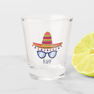 Verre A Shot Fiesta Sombrero et lunettes de soleil Initiales pe