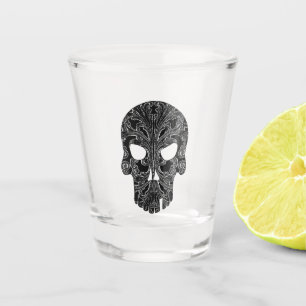 Verre A Shot Filigree Goth Day of Dead Skull