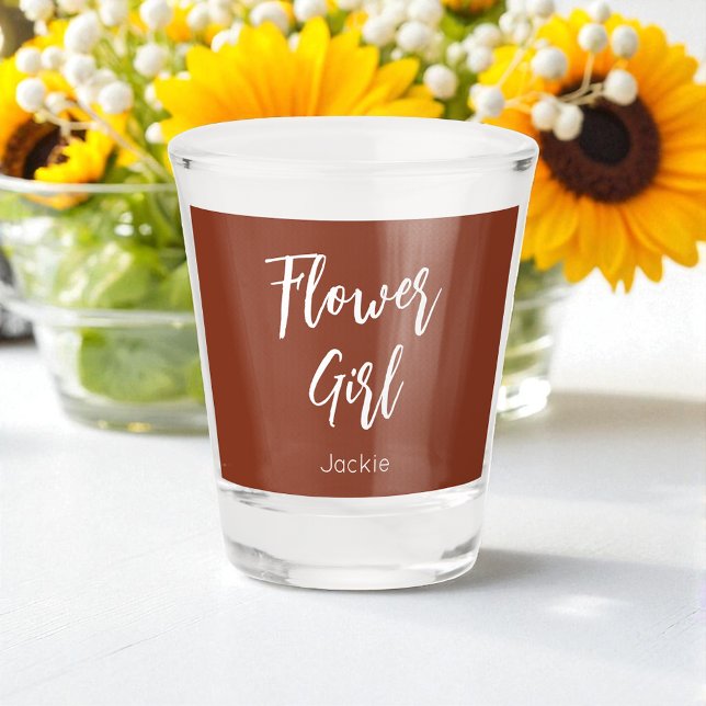 Verre A Shot Fille aux fleurs Terre cuite Marron Mariage  (Créateur téléchargé)