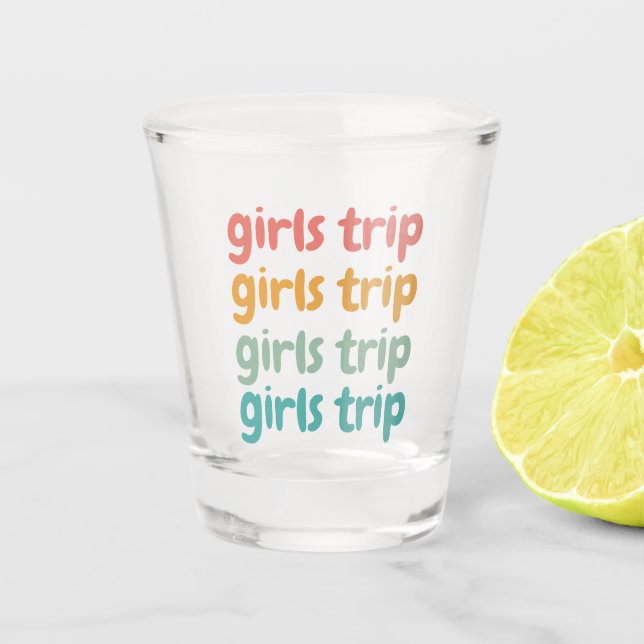 Verre A Shot Filles Voyage Cute Retro Girls Week-end Getaway Va (Devant)
