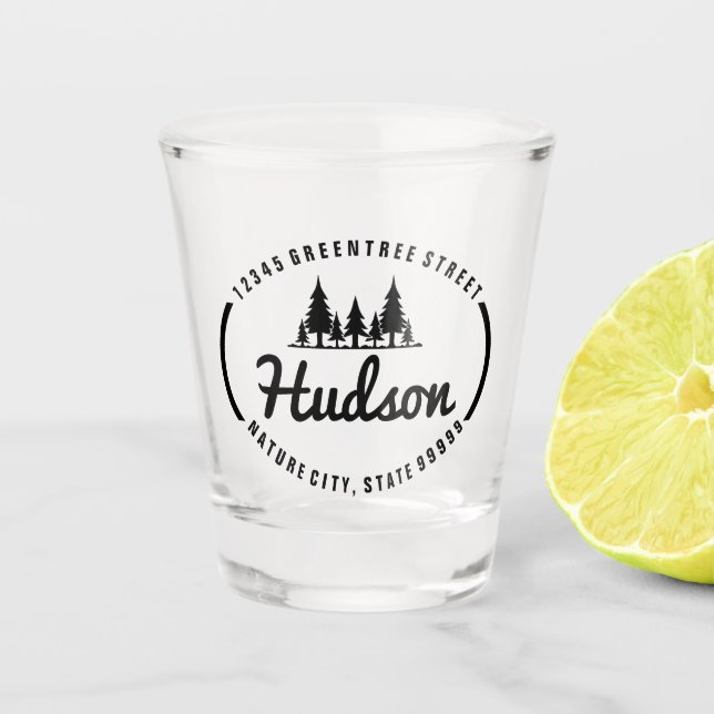 Verre A Shot Fir Trees Oval Design ID304 (Devant)