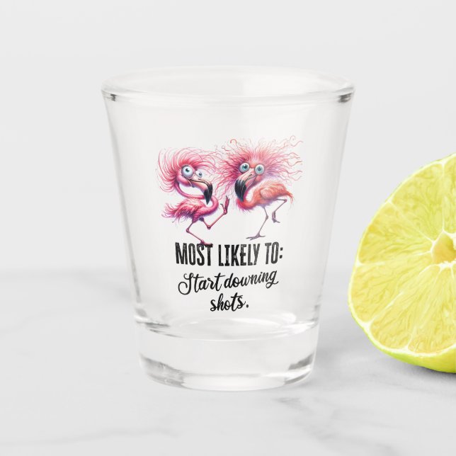 Verre A Shot Flamant rose drôle visage pour la fête (Devant)