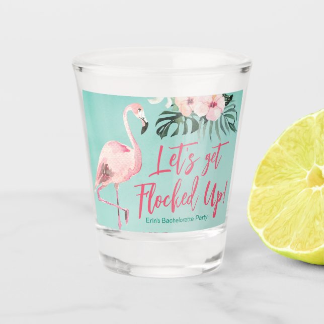 Verre A Shot Flamant rose Shot Glass Tropical Bachelorette Part (Devant)