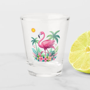 Verre A Shot Flamingo rose tropicale/Floride
