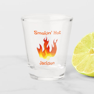 Verre A Shot Flamme Rouge et Orange Brûlante Personnalisée