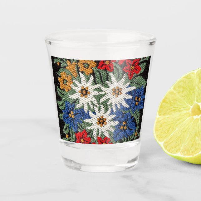 Verre A Shot Fleur alpine suisse d'edelweiss (Devant)