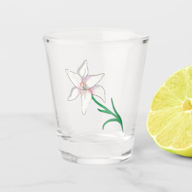 Verre A Shot Fleur blanche (Devant)
