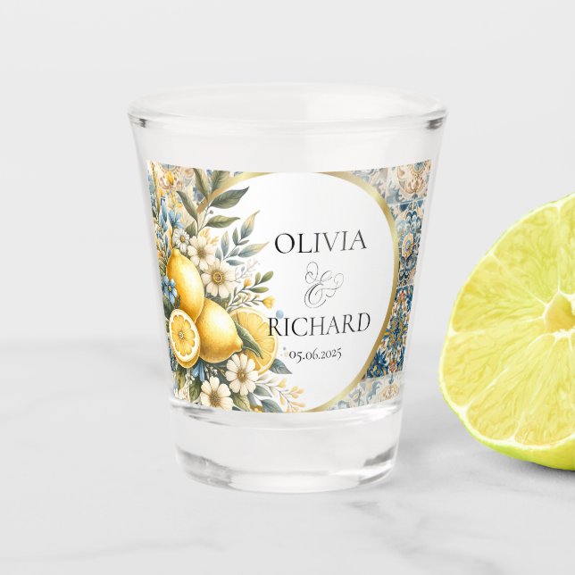 Verre A Shot Fleur carrelée méditerranéenne Italien Positano Le (Devant)