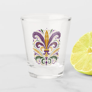 Verre A Shot Fleur de lis jaune et vert violet