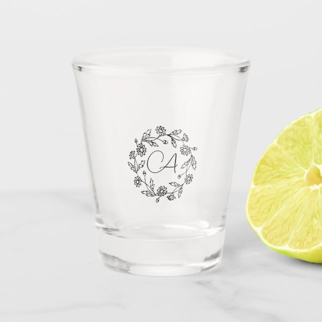 Verre A Shot Fleur moderne de retraite classique noir (Devant)