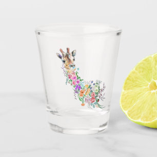 Verre A Shot Fleurs colorées Bouquet Giraffe - Dessin Moderne