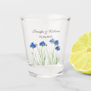 Verre A Shot Fleurs Fleurs sauvages de Cornflowers Mariage d'aq