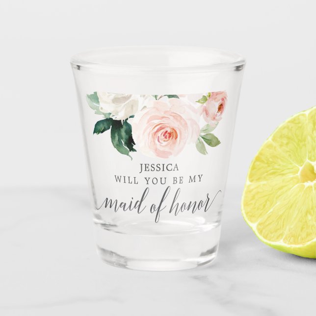 Verre A Shot Fleurs rougissantes Maid of Honor Proposition de v (Devant)