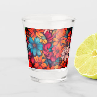 Verre A Shot Floral Abstrait coloré #41 -