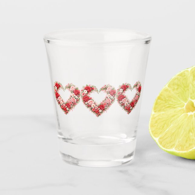 Verre A Shot Floral Heart Pattern Glass (Devant)