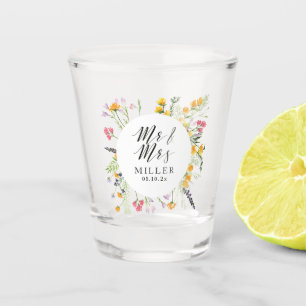 Verre A Shot Floral Mariage Mr & Mrs Monogram Shot Glass Favor