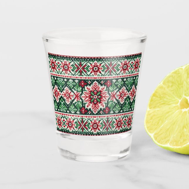 Verre A Shot Foire de Noël/hiver île rouge et verte (Devant)