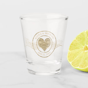 Verre A Shot Français Romance Heart Mariage Gold ID870