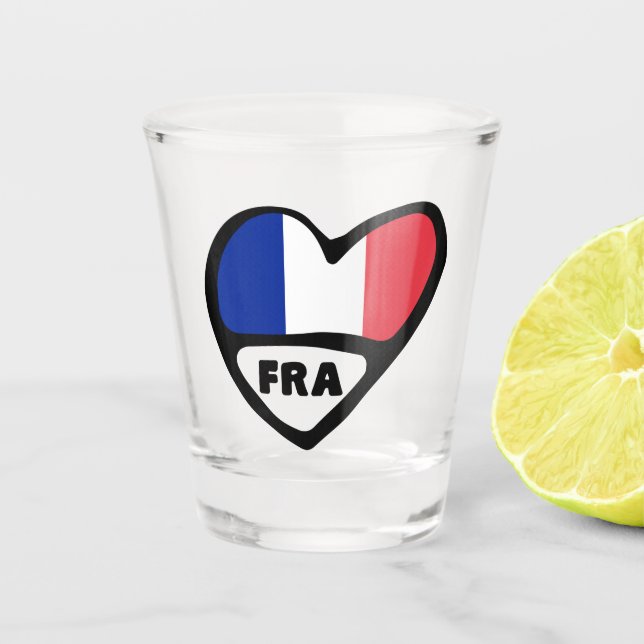 Verre A Shot France Code Pays Coeur Drapeau, FRA (Devant)