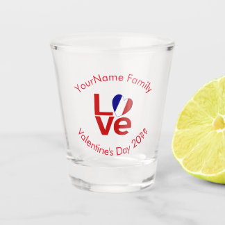 Verre A Shot French Flag Red Letters LOVE Personalized