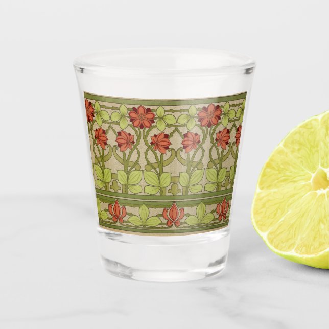 Verre A Shot Frieze Bordure Art Nouveau Floral (Devant)