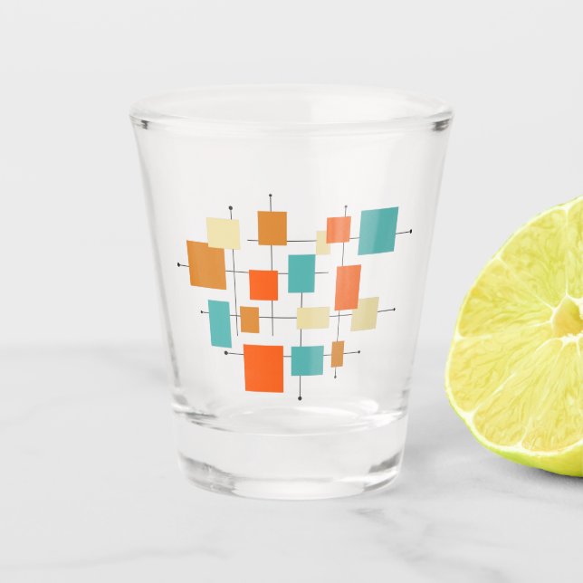 Verre A Shot Funky Bright Carrés Mid Century Retro (Devant)