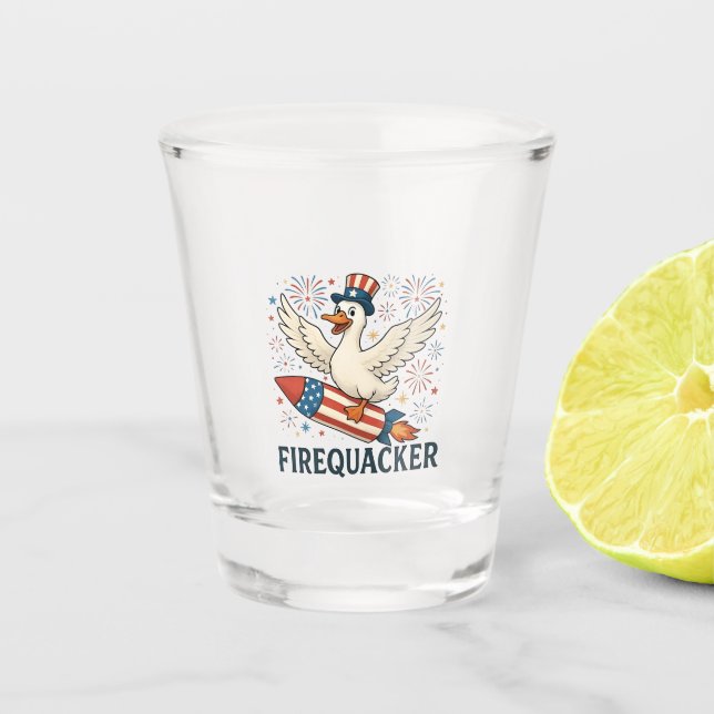 Verre A Shot Funny Rubber Duck USA Patriotic Firequacker 4e (Devant)