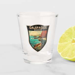 Verre A Shot Galapagos Îles Voyage Art Vintage