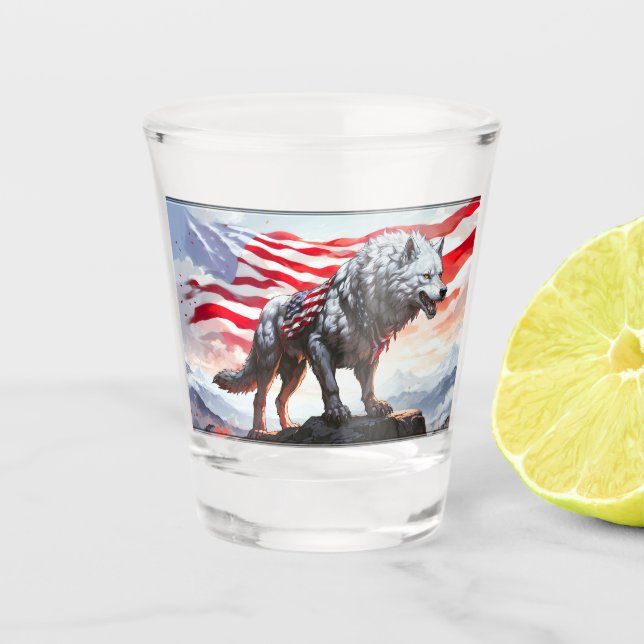 Verre A Shot "Gardien de la liberté : le loup patriotique" (Devant)