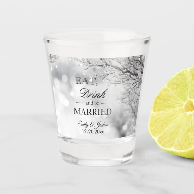 Verre A Shot Glace d'hiver | Mangez Boire Soyez Marié Mariage (Devant)