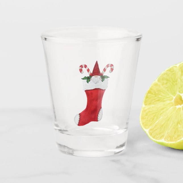 Verre A Shot Gnome avec Casquette à l'intérieur rouge blanc Noë (Devant)